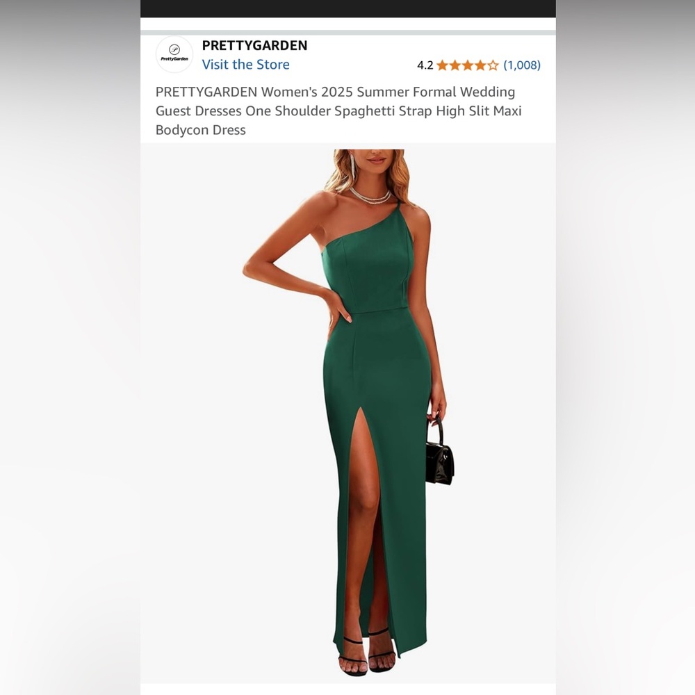 Green Asymmetrical One-Shoulder Cocktail Gown